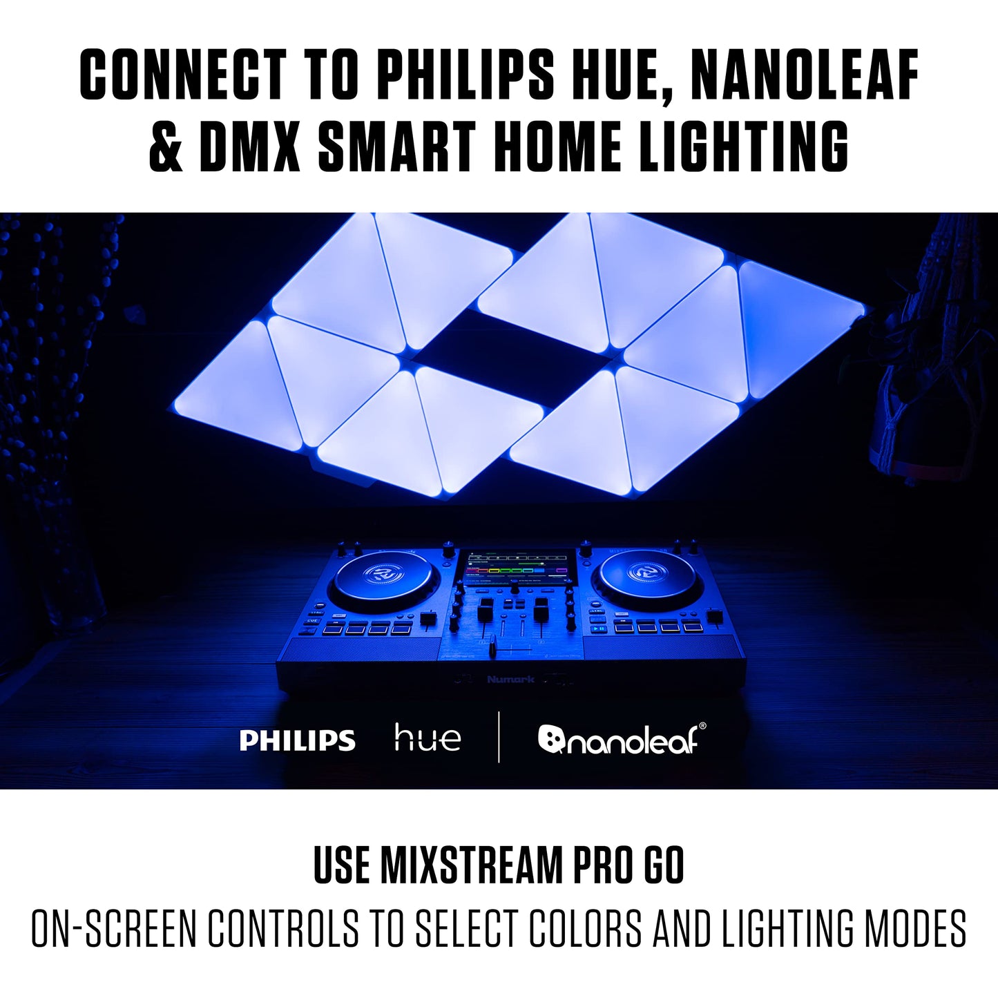 Numark Mixstream Pro Go Battery-Powered DJ Controller, Wi-Fi, Touchscreen, Built-in Speakers