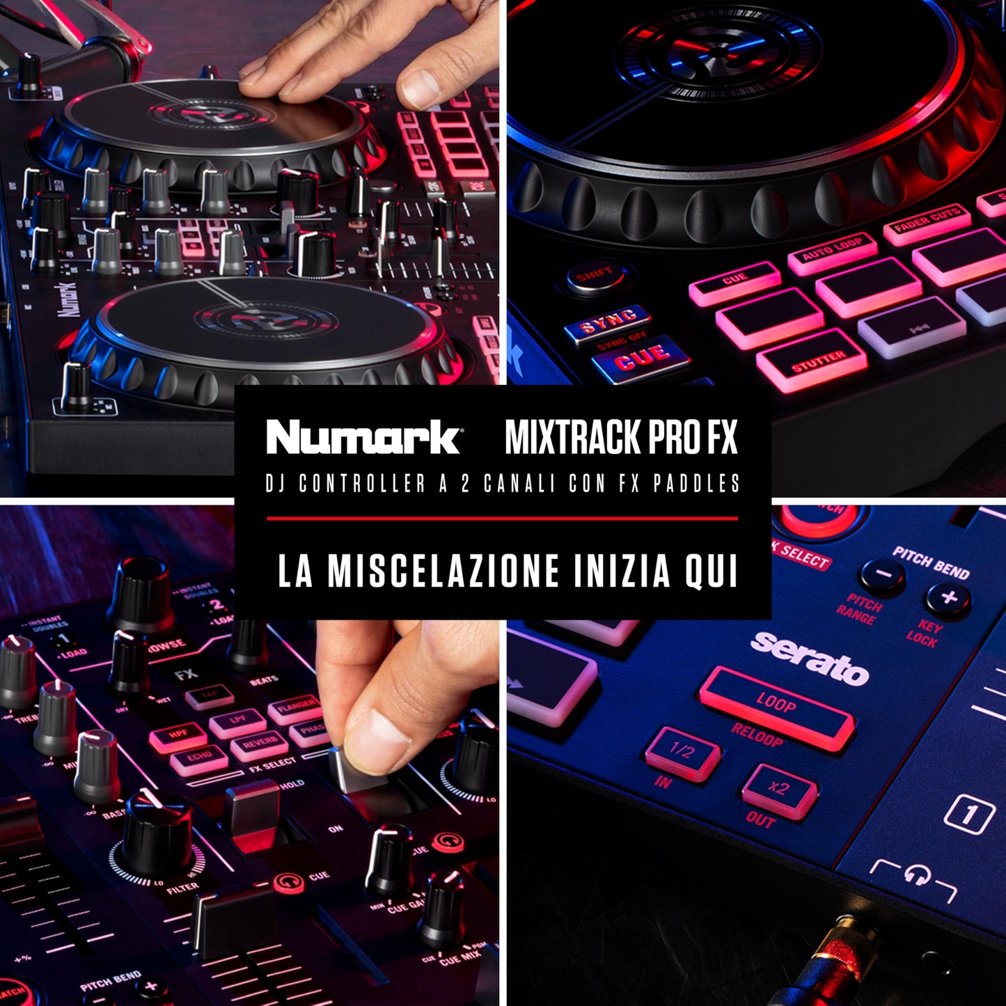 Numark Mixtrack Pro FX 2-Deck DJ Controller, Serato DJ, Built-in Audio Interface, FX Paddles