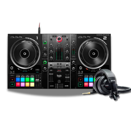 Hercules DJControl Inpulse 500 USB DJ Controller with HDP DJ45 Headphones for Serato DJ Lite & DJUCED