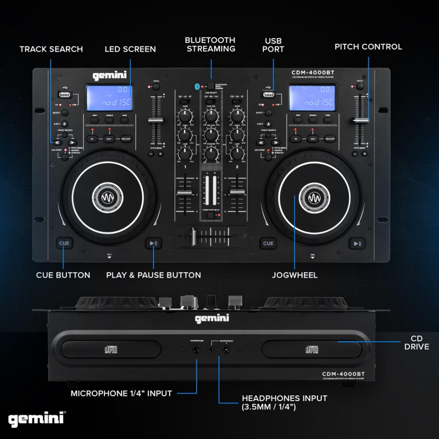 GEMINI CDM 4000 BT Mixer e cd table top