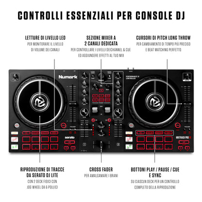 Numark Mixtrack Pro FX 2-Deck DJ Controller, Serato DJ, Built-in Audio Interface, FX Paddles