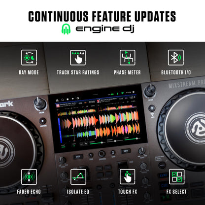 Numark Mixstream Pro Go Battery-Powered DJ Controller, Wi-Fi, Touchscreen, Built-in Speakers