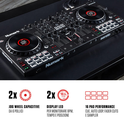Numark NS4FX 4-Channel DJ Controller, Display Jog Wheels, Performance Pads, Serato DJ Lite