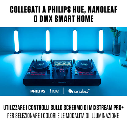 Numark Mixstream Pro+ DJ Controller, 2-Deck, Wi-Fi, 7" Touchscreen, Built-in Speakers