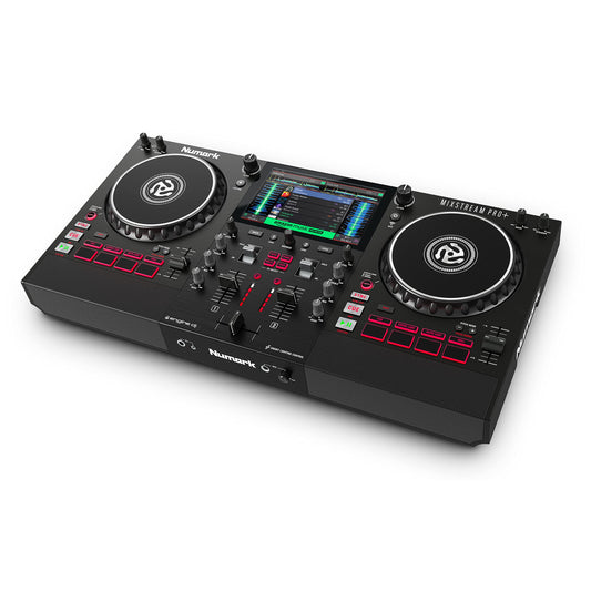 Numark Mixstream Pro+ DJ Controller, 2-Deck, Wi-Fi, 7" Touchscreen, Built-in Speakers