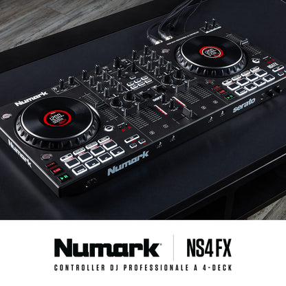 Numark NS4FX 4-Channel DJ Controller, Display Jog Wheels, Performance Pads, Serato DJ Lite