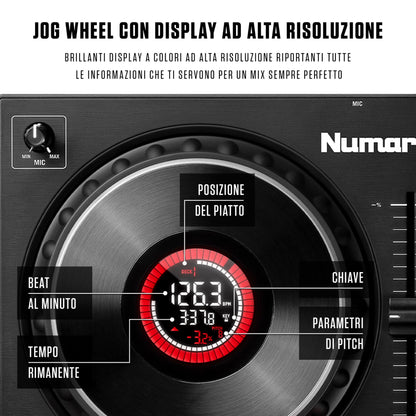 Numark Mixtrack Platinum FX 4-Deck DJ Controller, Display Jog Wheels, Built-in Audio Interface