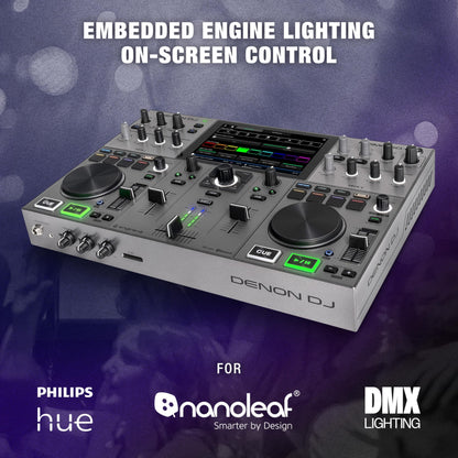 Denon DJ PRIME GO+ 2-Deck DJ Controller, Wi-Fi, Bluetooth, 7" Touchscreen, Battery Powered