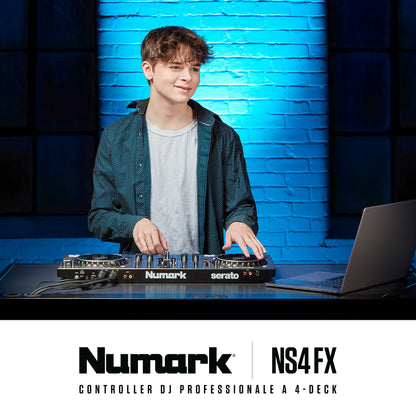 Numark NS4FX 4-Channel DJ Controller, Display Jog Wheels, Performance Pads, Serato DJ Lite