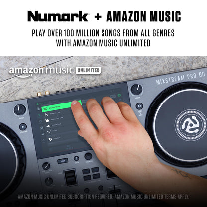 Numark Mixstream Pro Go Battery-Powered DJ Controller, Wi-Fi, Touchscreen, Built-in Speakers